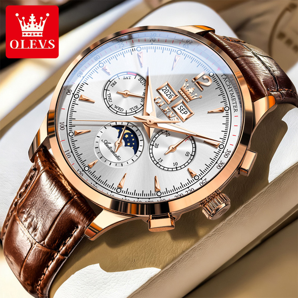 Chronograph Flyback Watch - OLEVS 7128 Moon Phase Man Watch