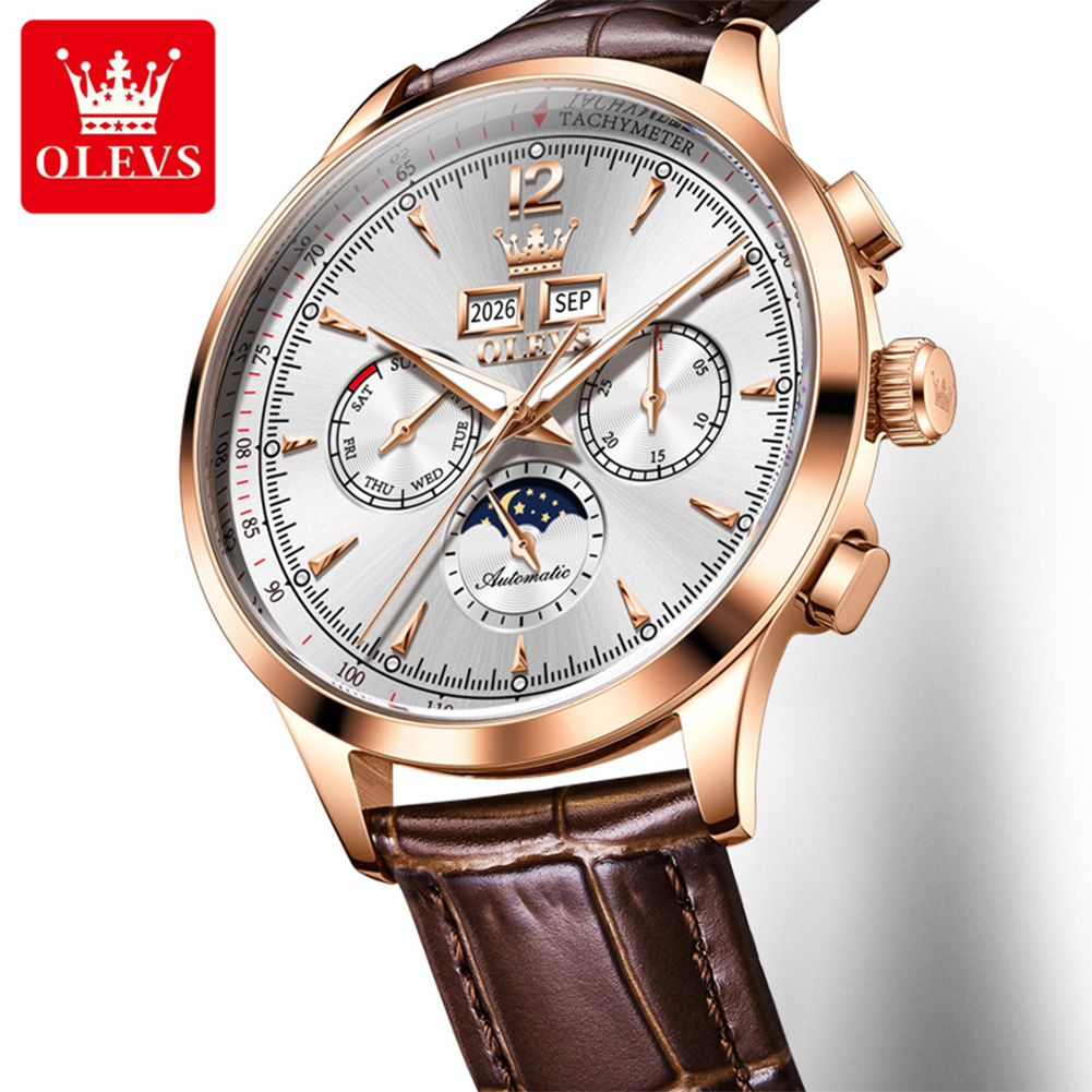 OLEVS 7128 Moon Phase Man Watc - Chronograph Flyback Watch 评论和价格
