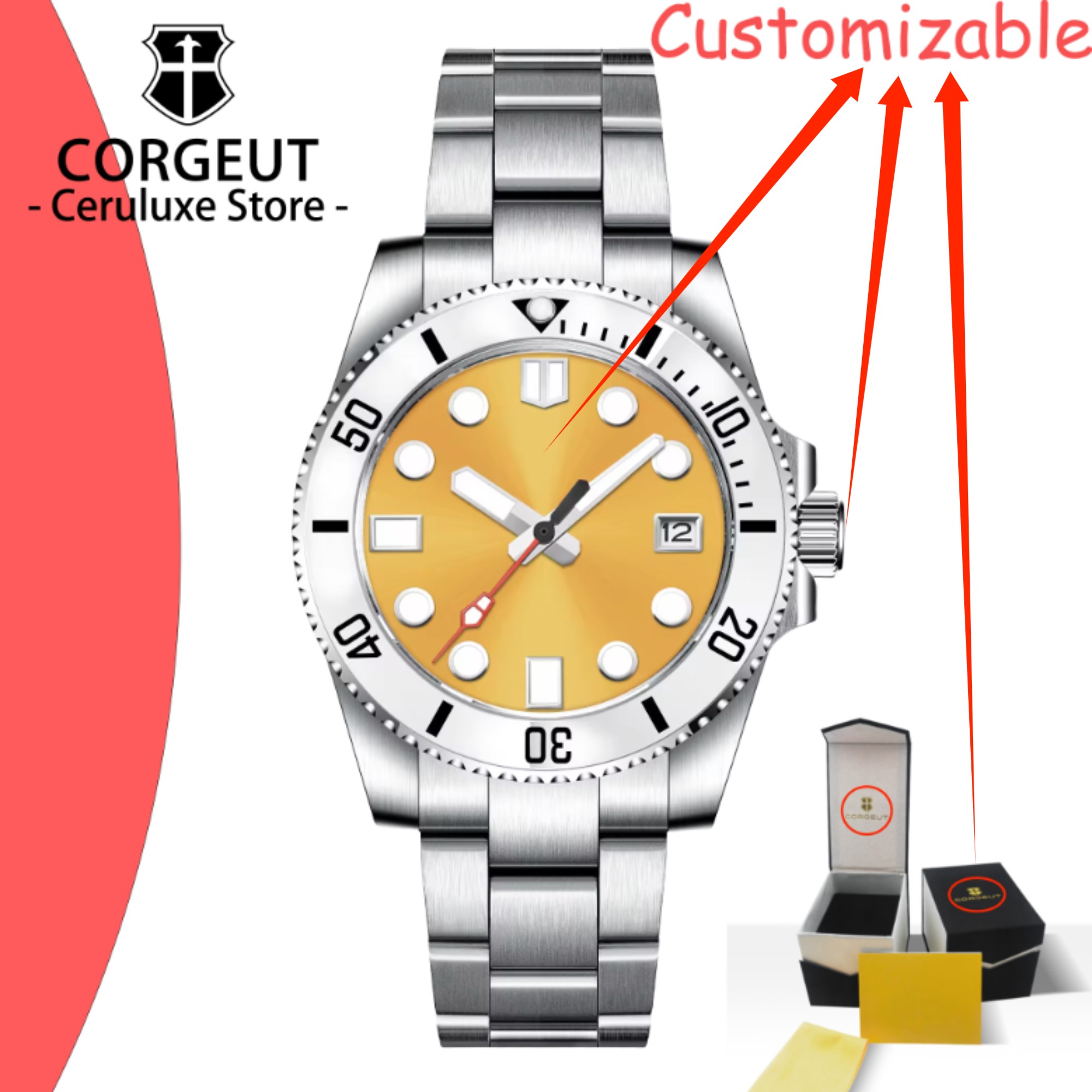 CUSTOM Logo 40mm Men's Automat - Luxury Watch Logo 评论和价格
