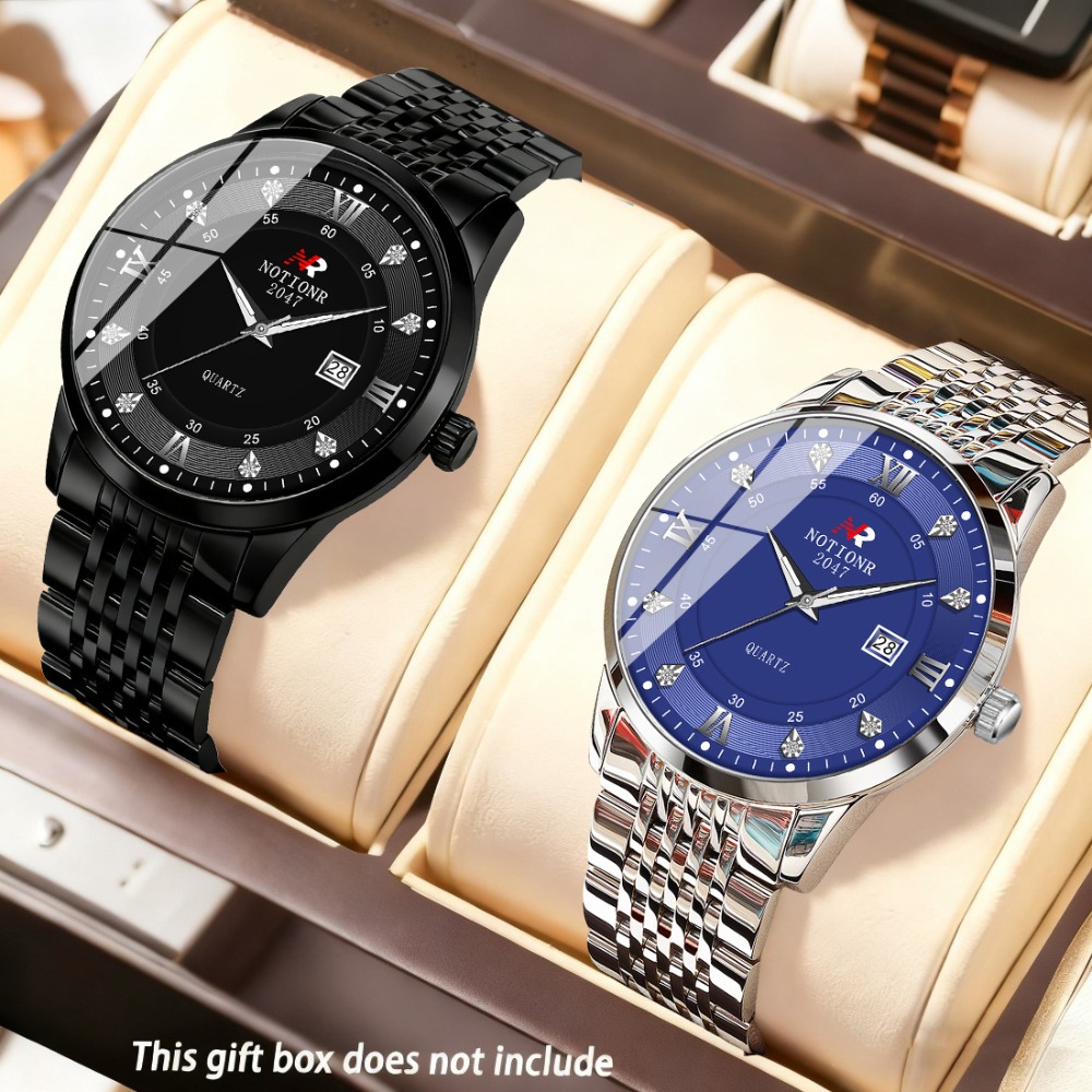 2pcs Classic Men's Quartz Watc - Luxury Watch Business 评论和价格