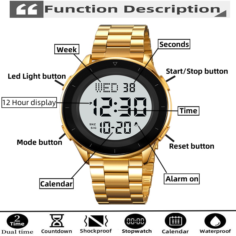 Skmei Dual Time Zone LED Digit - Minute Repeater Watch 评论和价格